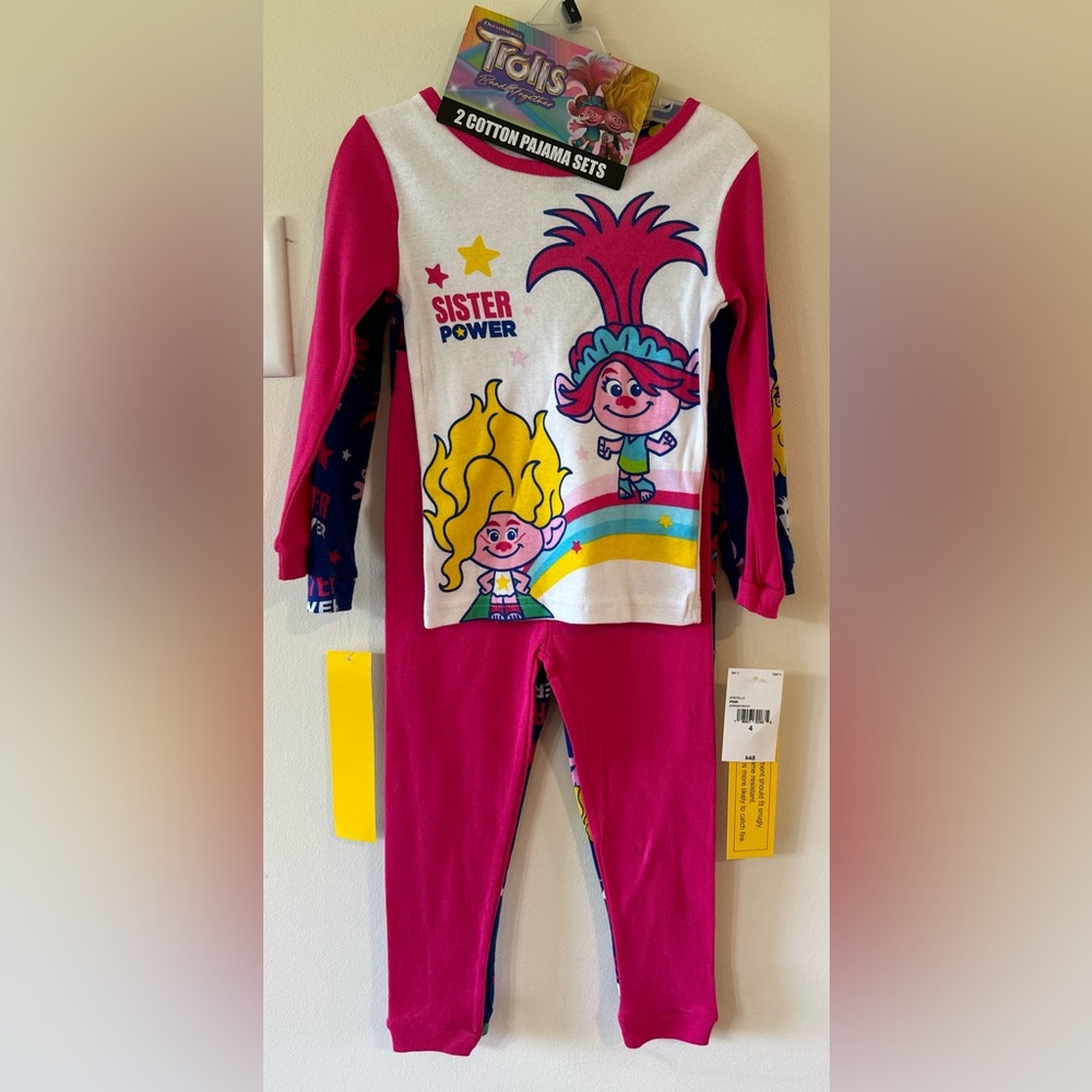 Dreamworks Little Girls Trolls Sister Power 2 Pajama Set Pack NWT Size 4